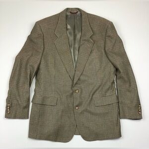 Vintage Hart Schaffner Marx tweed virgin wool blazer size 44L beige